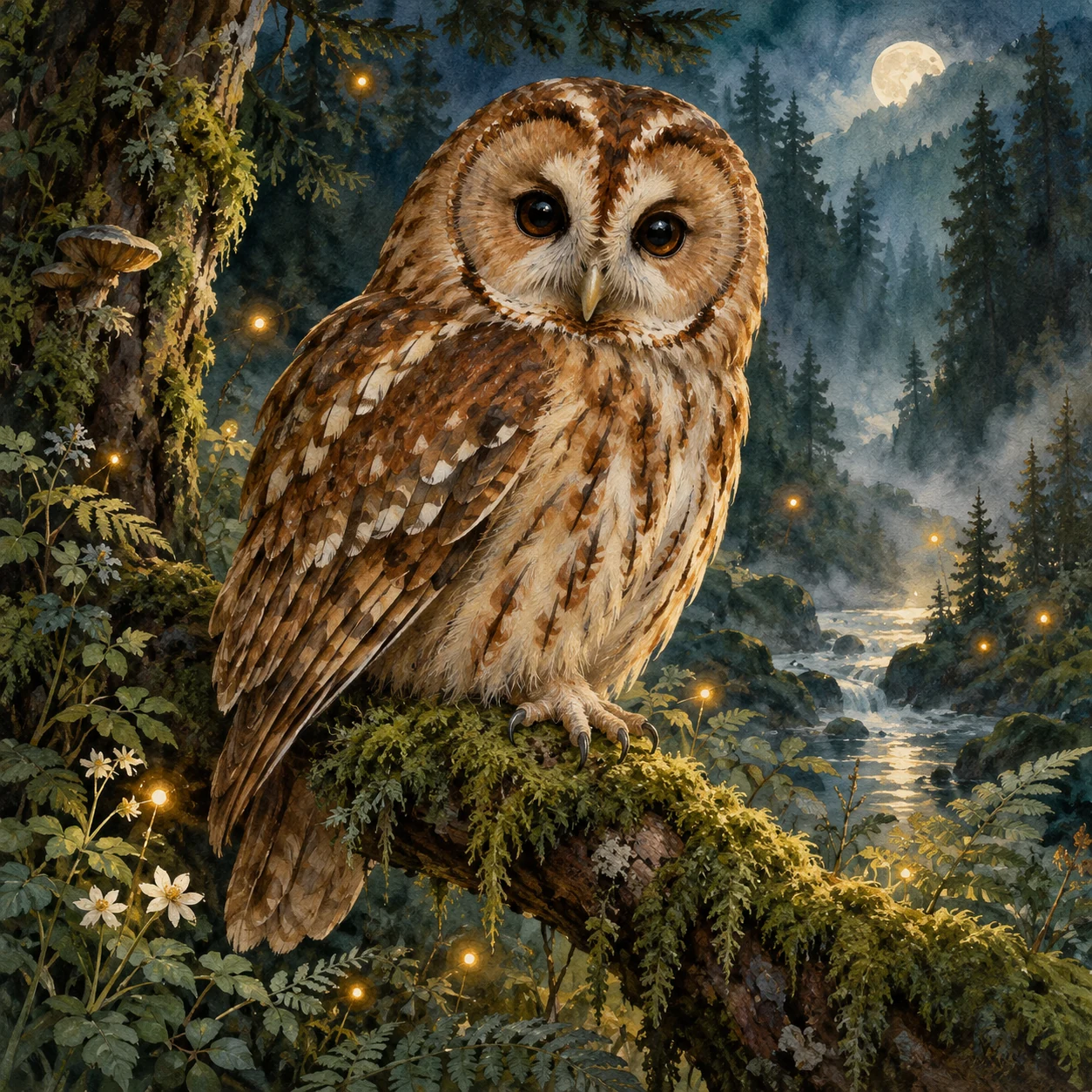 Painted portrait of Owl